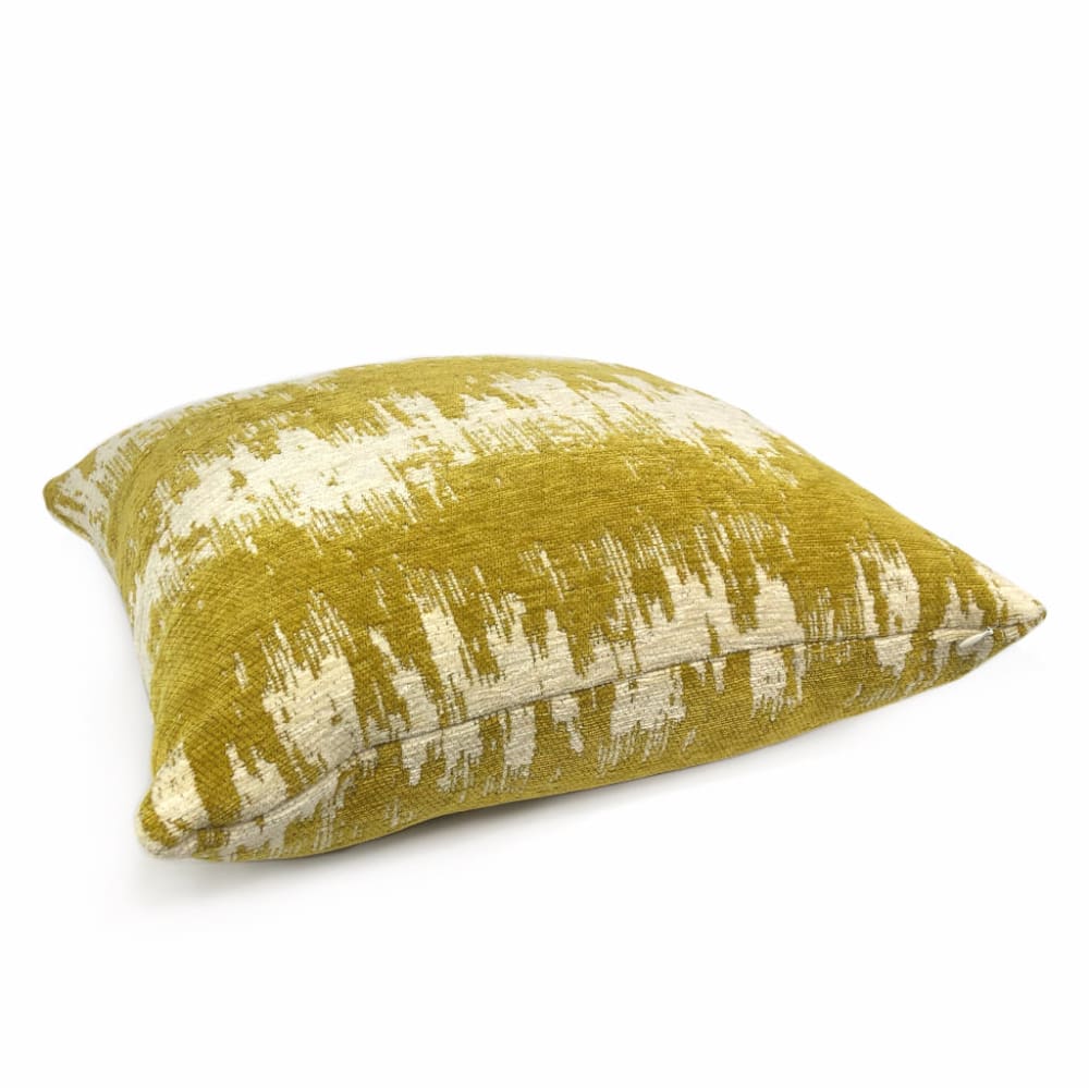 Ziggy Mustard Cream Jagged Stripes Chenille Pillow Cover - Aloriam