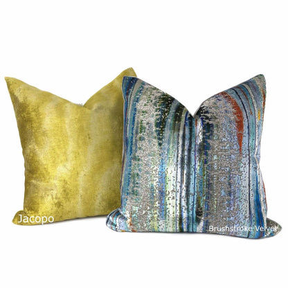 Zinc Textile Jacopo Chartreuse Tonal Moire Velvet Pillow Cover - Aloriam