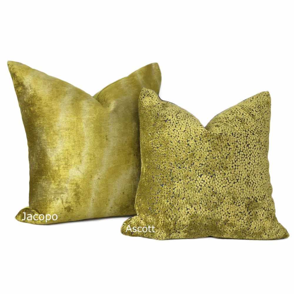 Zinc Textile Jacopo Chartreuse Tonal Moire Velvet Pillow Cover - Aloriam