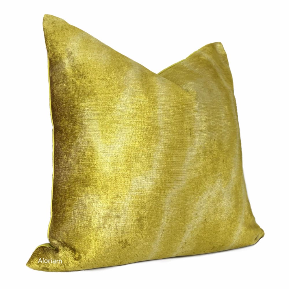 Zinc Textile Jacopo Chartreuse Tonal Moire Velvet Pillow Cover - Aloriam