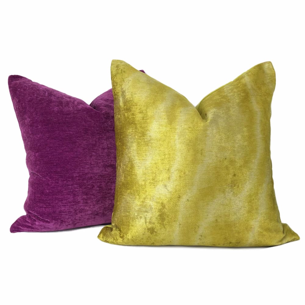 Zinc Textile Jacopo Chartreuse Tonal Moire Velvet Pillow Cover - Aloriam